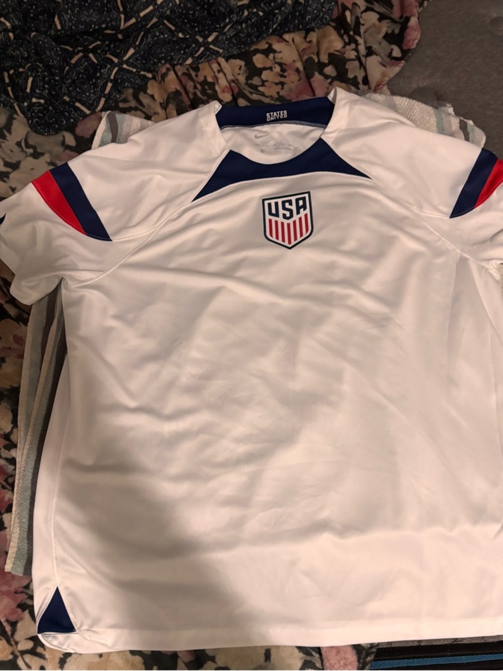 Nike White & Navy USA Soccer Jersey